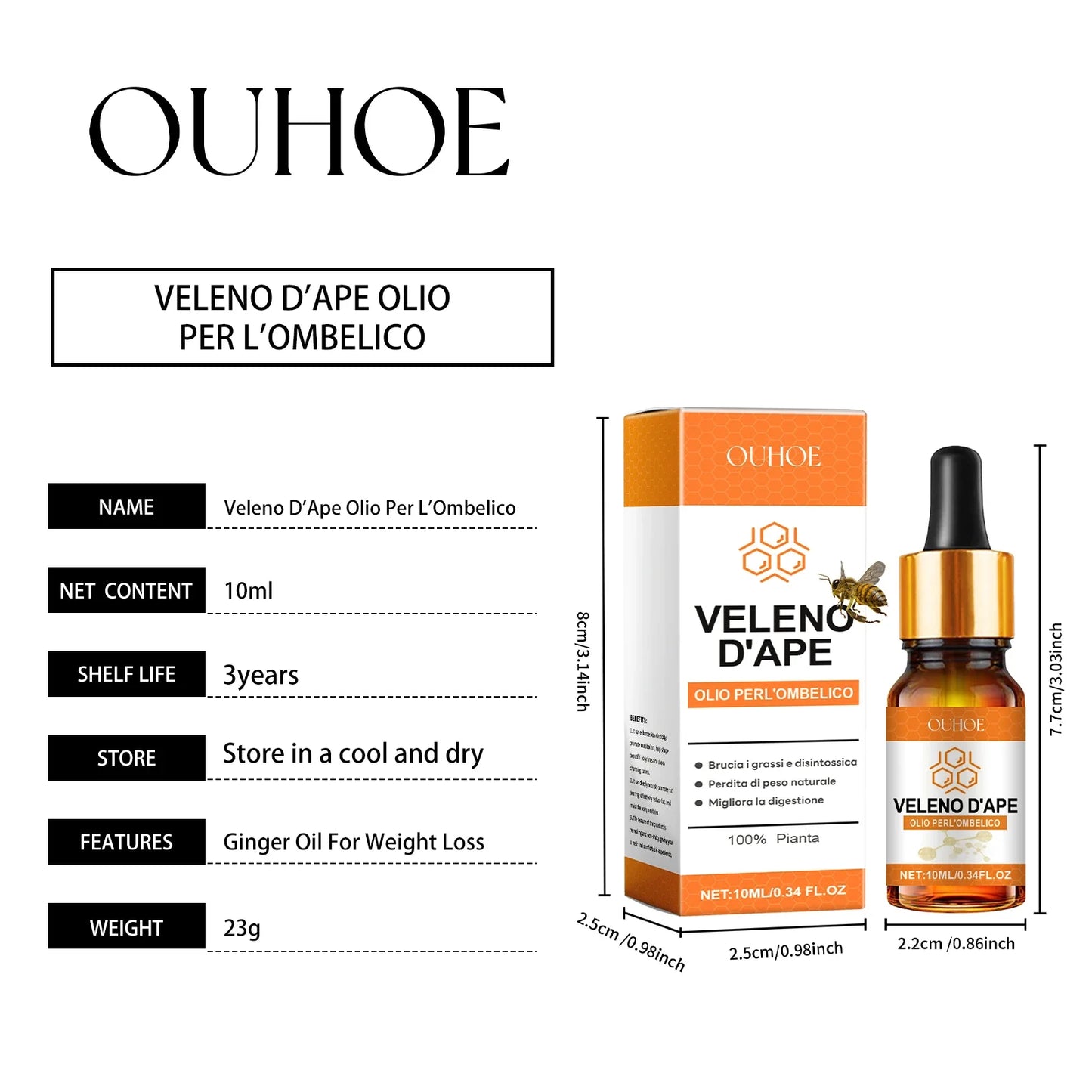Aceite esencial de veneno de abeja para el cuerpo Reduce los grumos de grasa Mejora la elasticidad de la piel Hidrata Reafirma Nutrición profunda Aceite esencial para masajes corporales