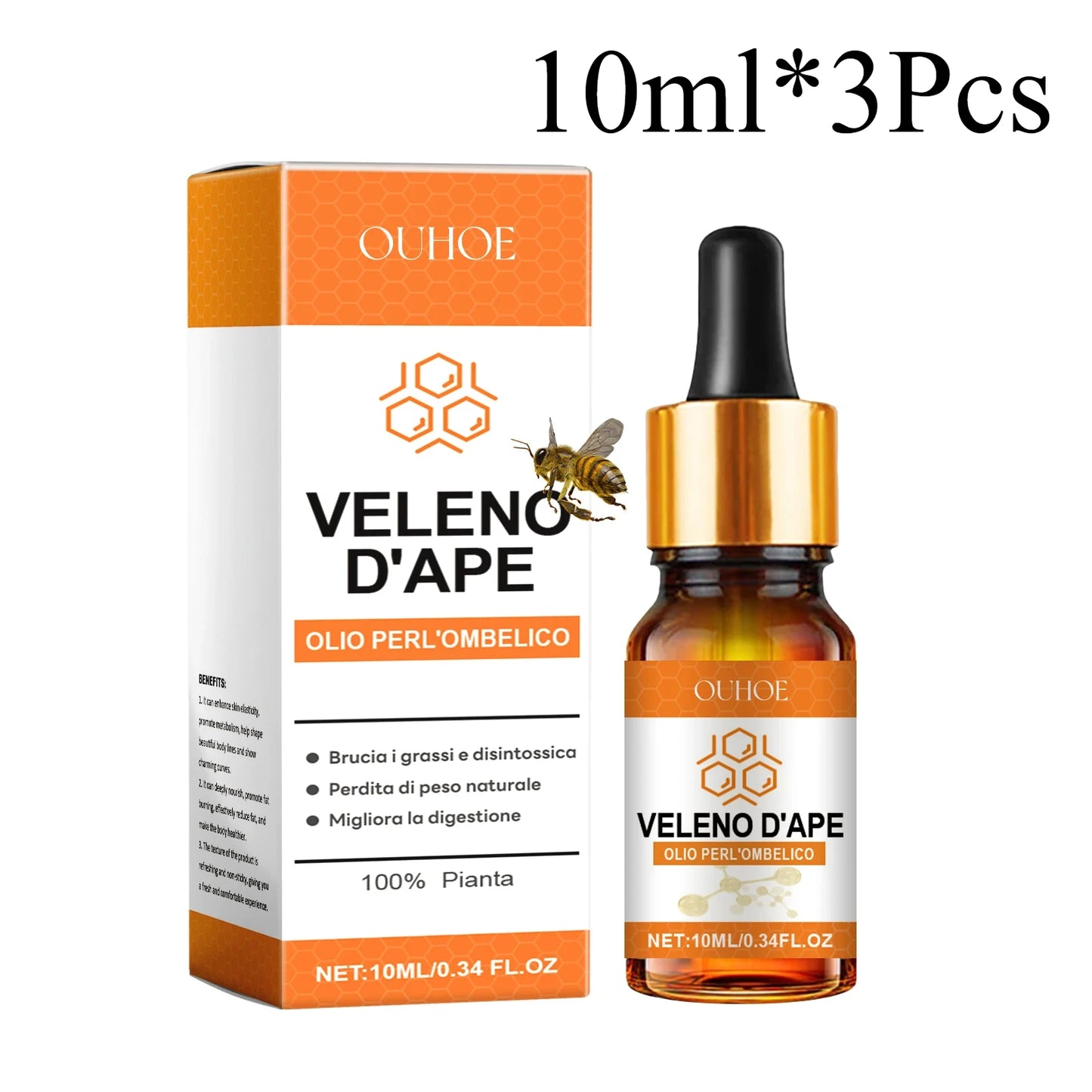 Aceite esencial de veneno de abeja para el cuerpo Reduce los grumos de grasa Mejora la elasticidad de la piel Hidrata Reafirma Nutrición profunda Aceite esencial para masajes corporales