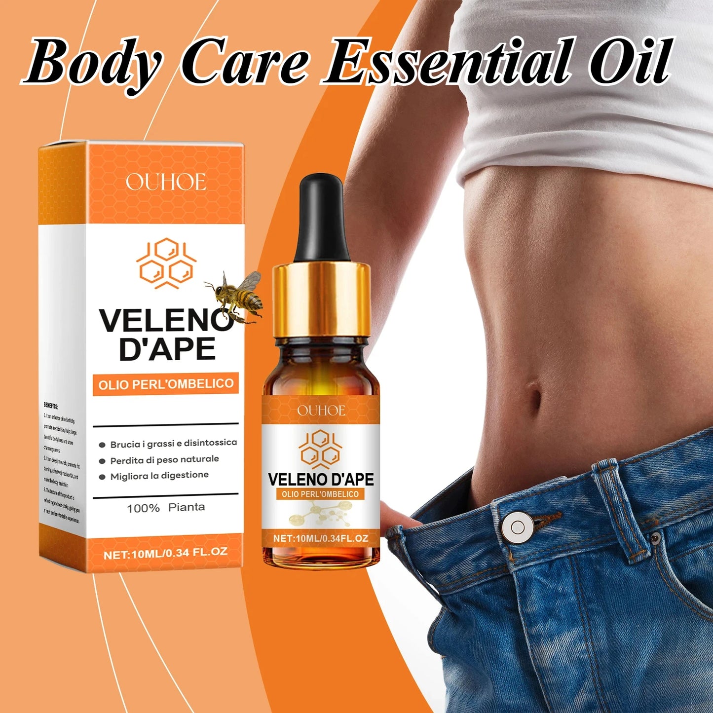 Aceite esencial de veneno de abeja para el cuerpo Reduce los grumos de grasa Mejora la elasticidad de la piel Hidrata Reafirma Nutrición profunda Aceite esencial para masajes corporales